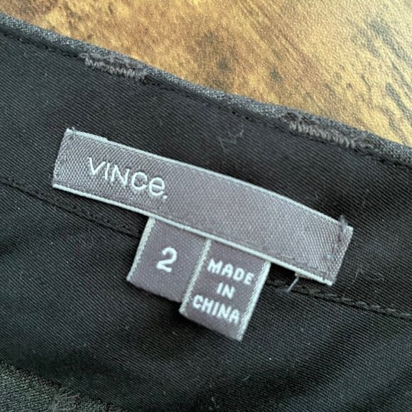 Vince Womens Slim Leg Pant Sz 2 Gray Wool Leather Trim Zip Ankle Minimalist - Picture 8 of 8